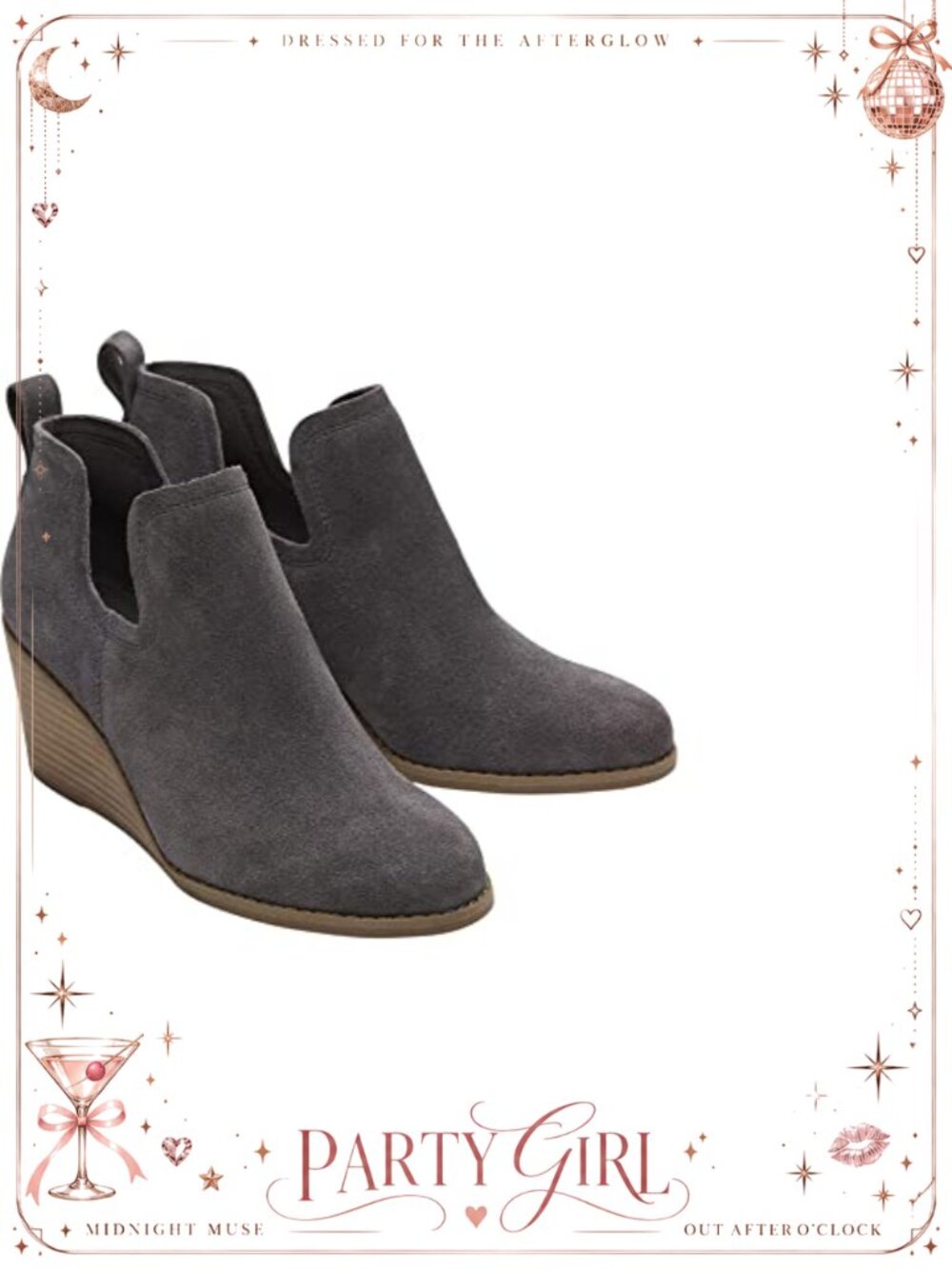 Suede Ankle Bootie with Cutout Detail Wedge Heel Fashion Boot